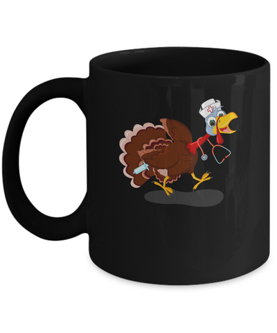 Nurse Turkey Funny Thanksgiving Day Mug-Coffee Mug-11oz Mug-Black
