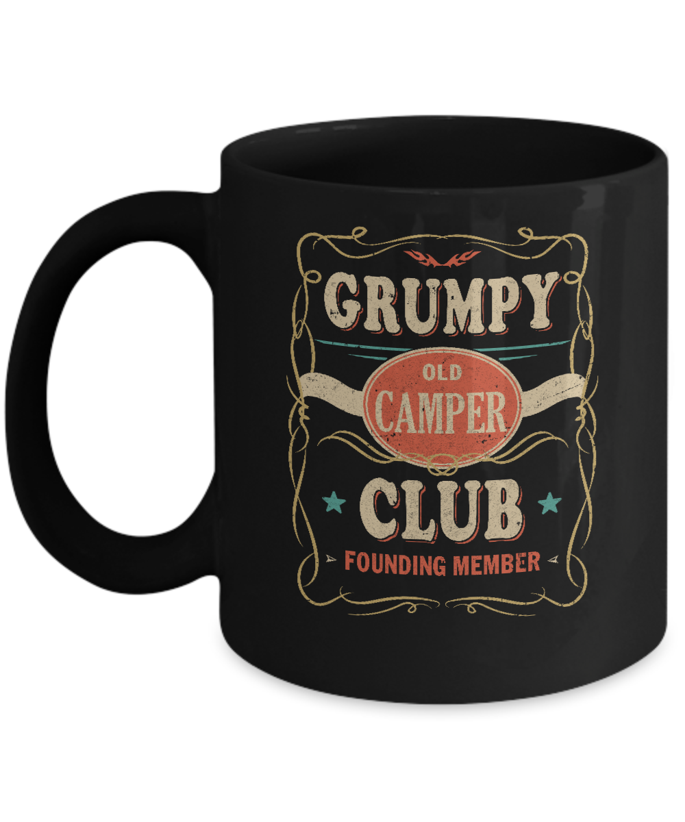Grumpy Old Camper Club Founding Member Papa Camping Mug-Coffee Mug-11oz Mug-Black
