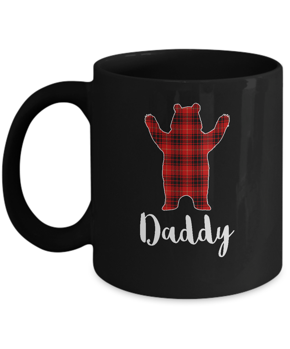 Red Daddy Bear Buffalo Plaid Family Christmas Pajamas Mug-Coffee Mug-11oz Mug-Black
