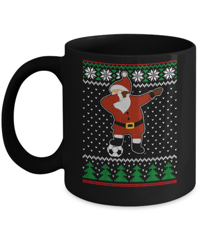 Dabbing Santa Soccer Ugly Sweater Christmas Mug-Coffee Mug-11oz Mug-Black