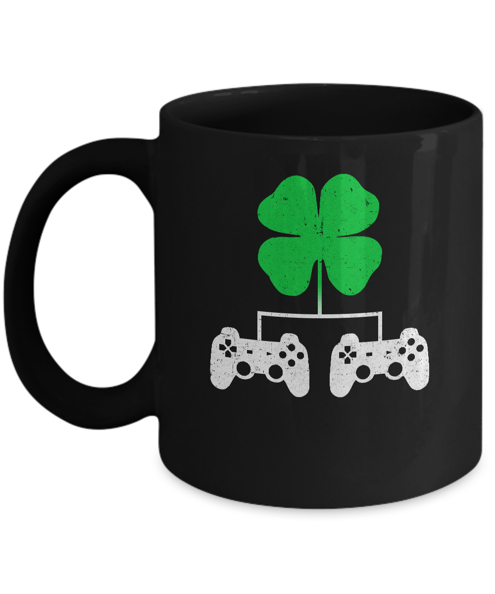 Video Game Clover Controller Gamer St Patrick's Day Mug-Coffee Mug-11oz Mug-Black