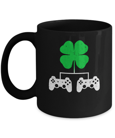 Video Game Clover Controller Gamer St Patrick's Day Mug-Coffee Mug-11oz Mug-Black
