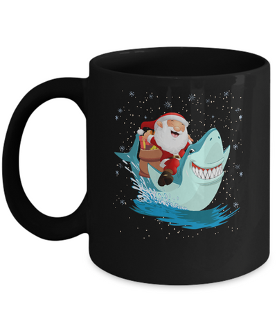 Santa Claus Riding Shark Christmas Xmas Gift Mug-Coffee Mug-11oz Mug-Black