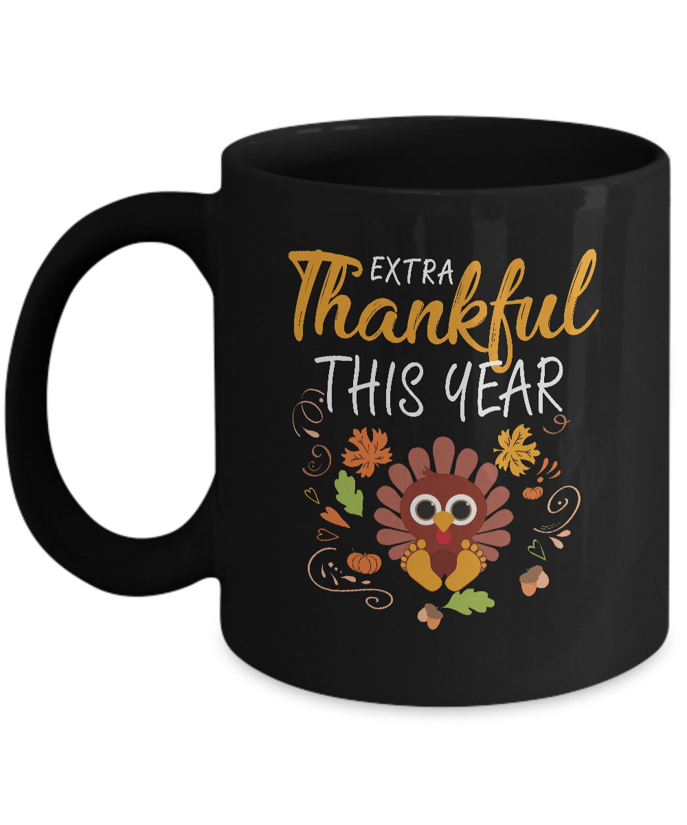 Thankful Pregnancy Mom Turkey Thanksgiving Mug-Coffee Mug-11oz Mug-Black