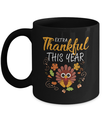 Thankful Pregnancy Mom Turkey Thanksgiving Mug-Coffee Mug-11oz Mug-Black