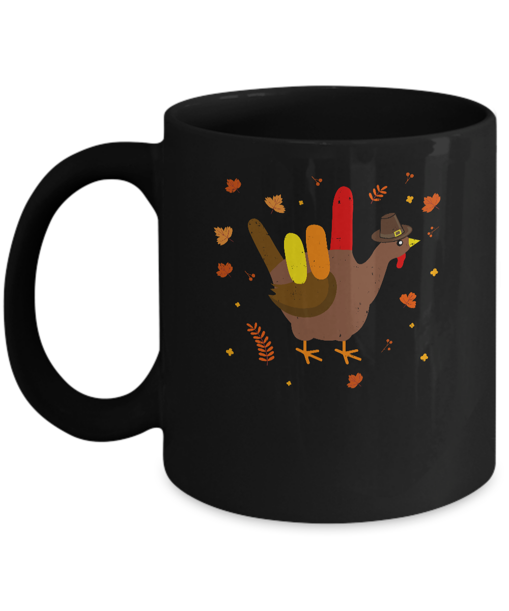 American Sign Language I Love You Thanksgiving Turkey Mug-Coffee Mug-11oz Mug-Black