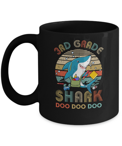 3rd Grade Shark Doo Doo Doo Funny Back To School Mug-Coffee Mug-11oz Mug-Black