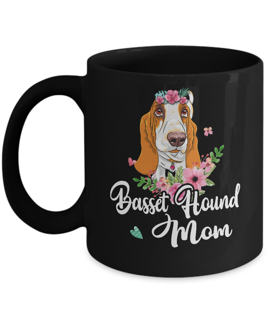 Basset Hound Mom Funny Dog Mom Gift Idea Mug-Coffee Mug-11oz Mug-Black