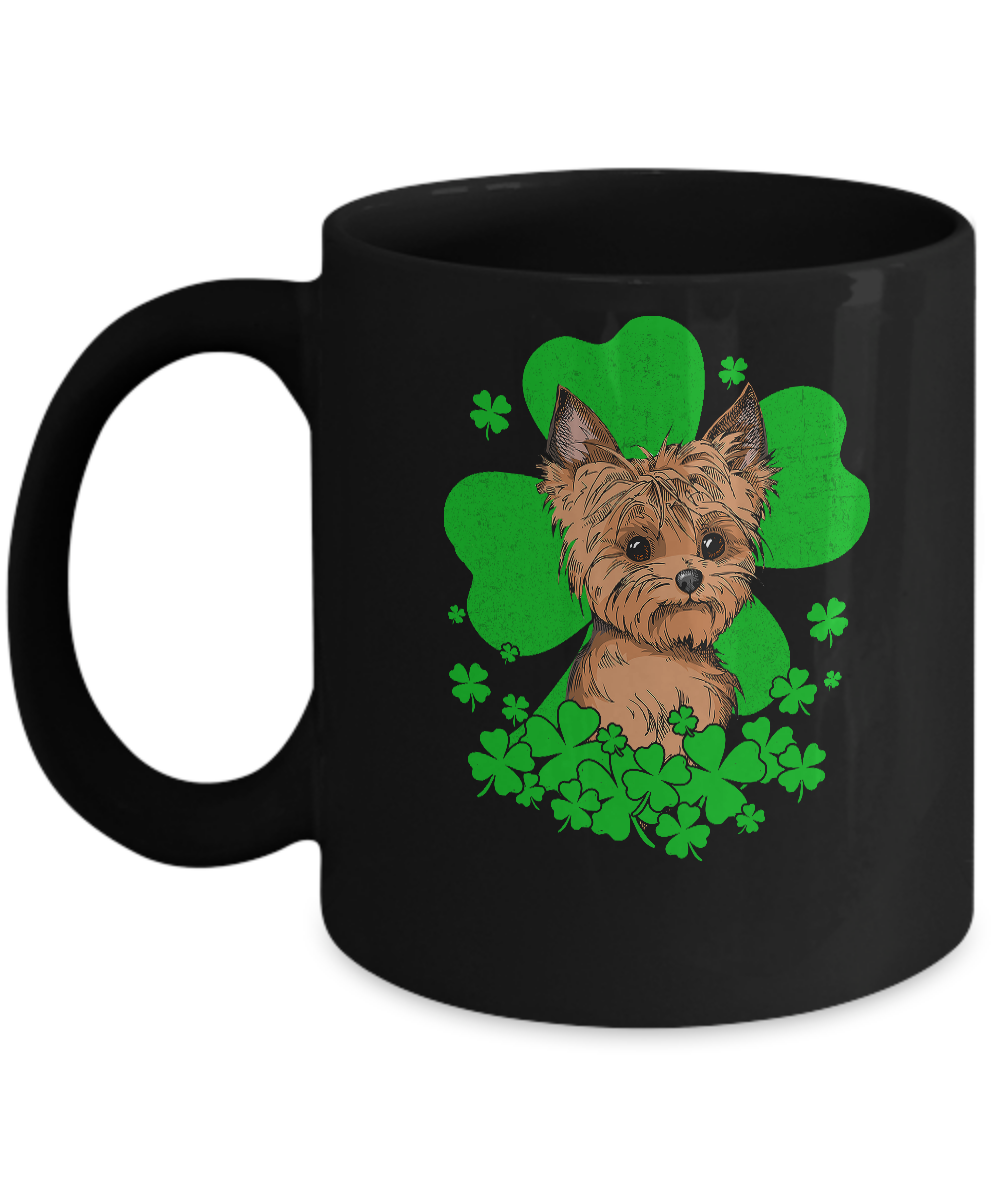 Yorkie St. Patrick's Day Clovers Mug-Coffee Mug-11oz Mug-Black
