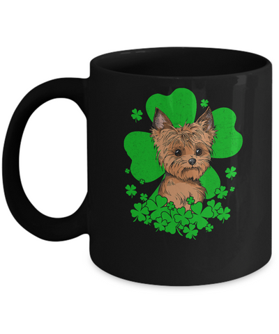 Yorkie St. Patrick's Day Clovers Mug-Coffee Mug-11oz Mug-Black