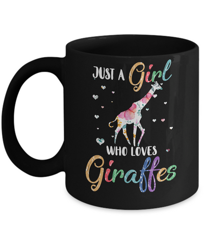 Just A Girl Who Loves Giraffes Cute Giraffe Lover Mug-Coffee Mug-11oz Mug-Black