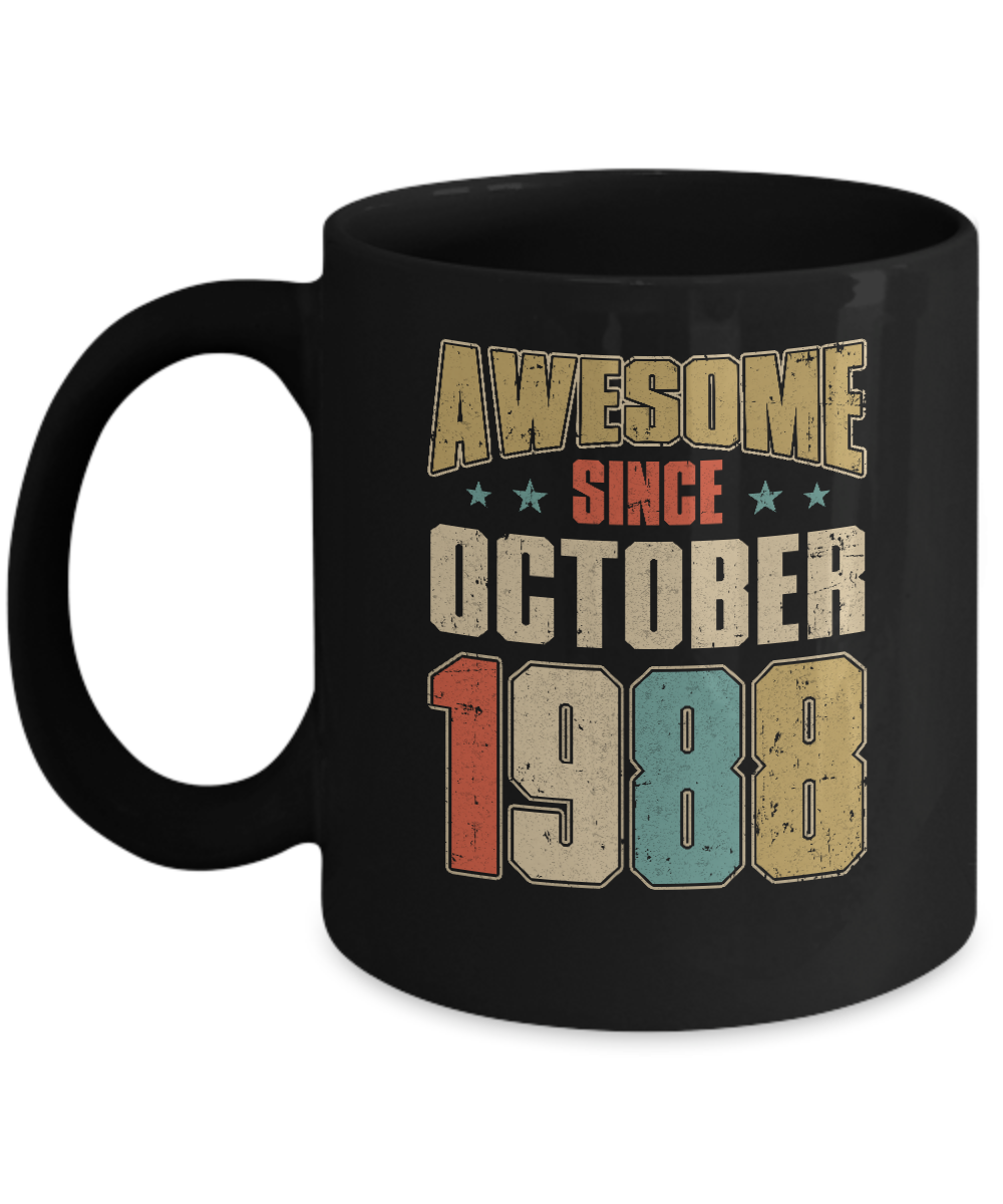 Vintage Retro Awesome Since October 1988 34th Birthday Mug