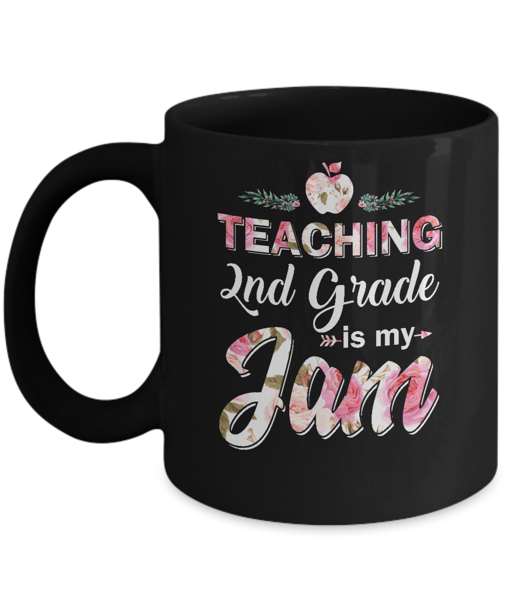 Teaching 2nd Grade Is My Jam Back To School Teacher Mug-Coffee Mug-11oz Mug-Black