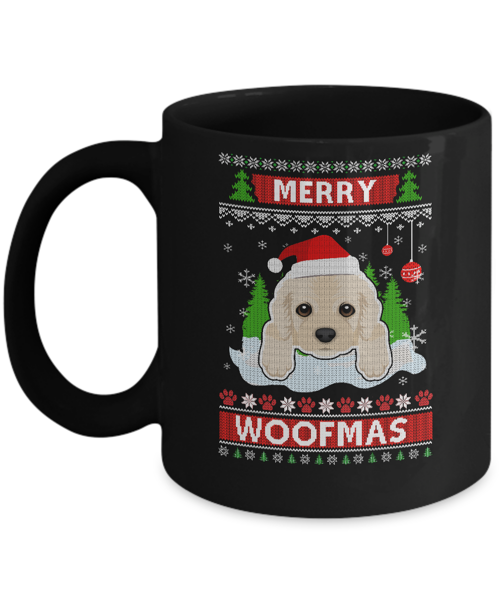 Golden Retriever Merry Woofmas Ugly Christmas Sweater Mug-Coffee Mug-11oz Mug-Black