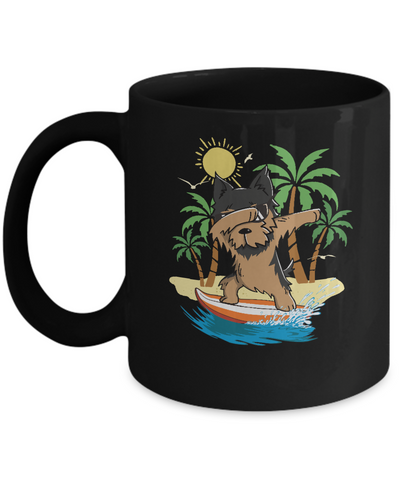 Summer Vacation Dabbing Yorkie Surfing Surfboard Gift Mug-Coffee Mug-11oz Mug-Black