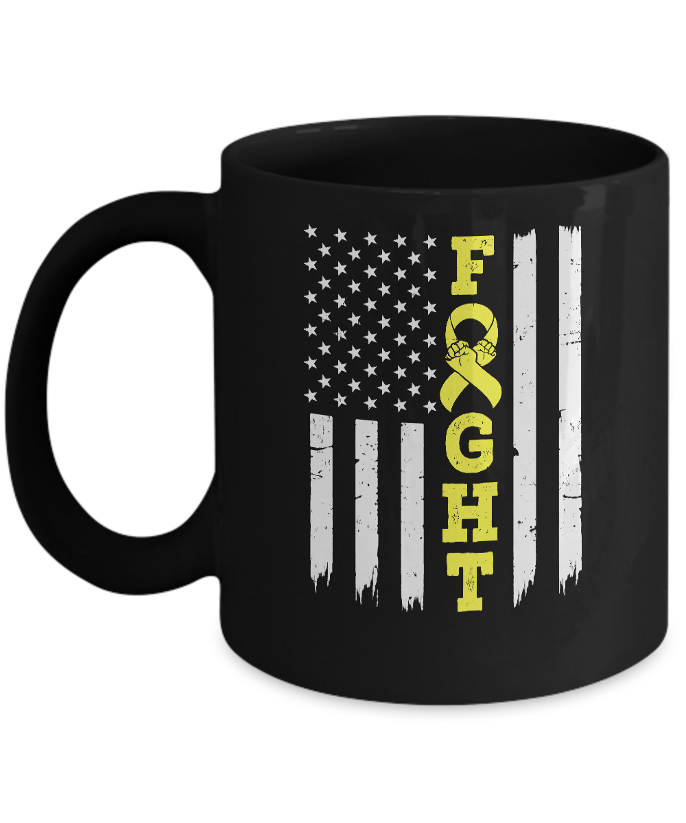 Sarcoma Awareness American Flag Distressed Mug-Coffee Mug-11oz Mug-Black