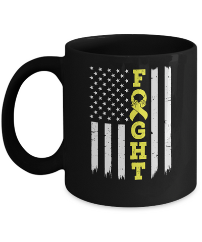 Sarcoma Awareness American Flag Distressed Mug-Coffee Mug-11oz Mug-Black