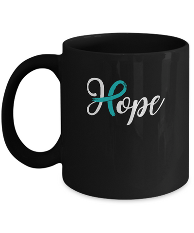 Ovarian Cancer Awareness Teal Ribbon Hope Mug-Coffee Mug-11oz Mug-Black