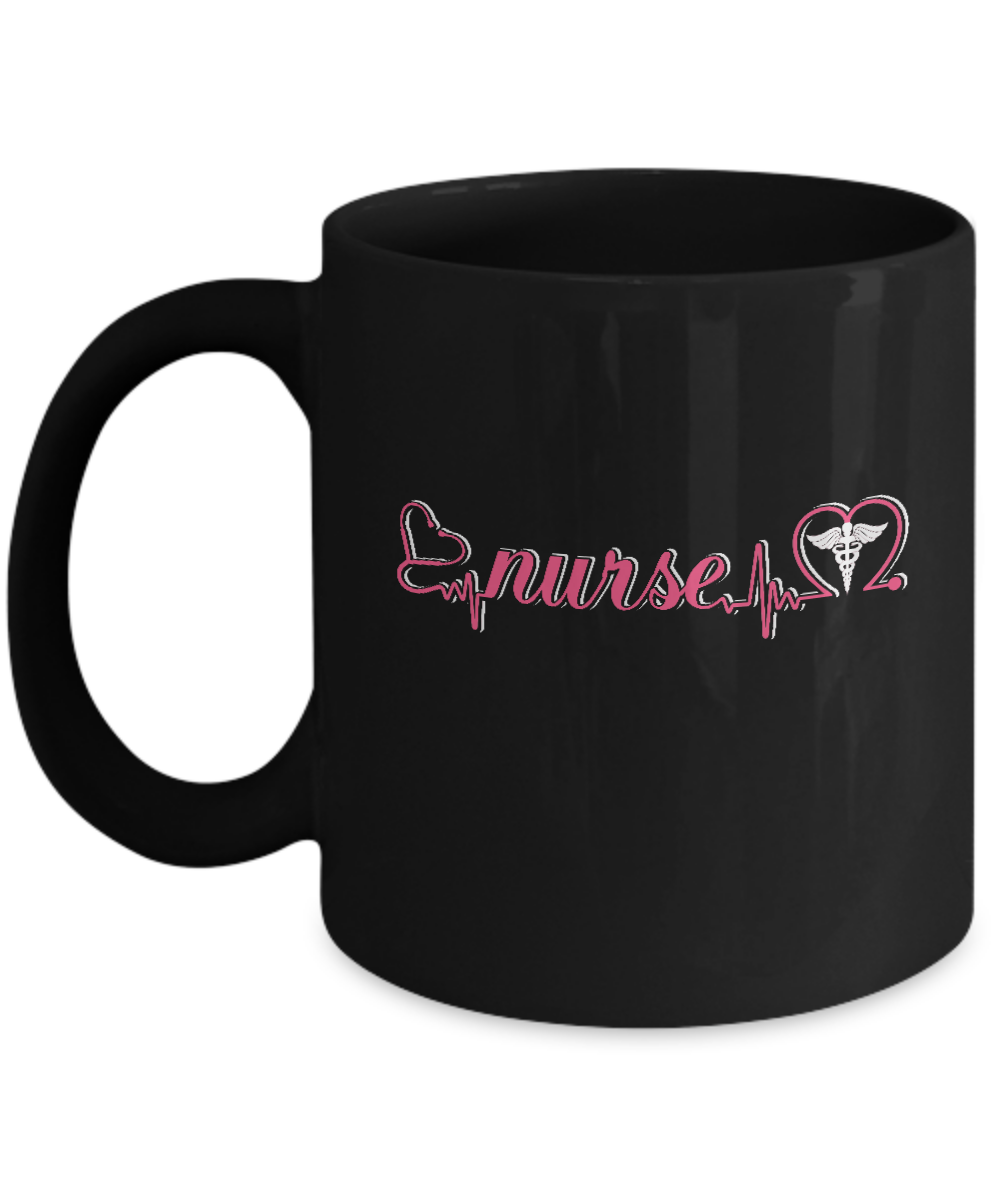 Nurse Heartbeat Nursing Passionate Mug-Coffee Mug-11oz Mug-Black