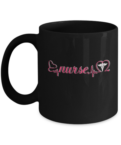 Nurse Heartbeat Nursing Passionate Mug-Coffee Mug-11oz Mug-Black