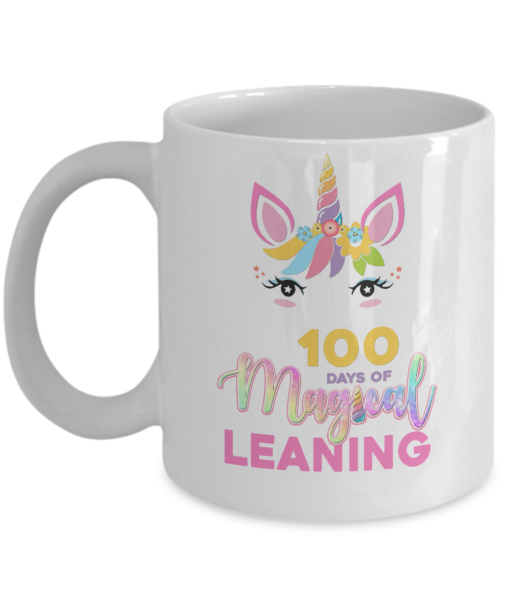 100 Days Of Magical Leaning School Unicorn Girl Gift Mug-Coffee Mug-11oz Mug-White