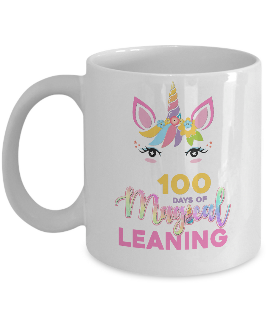100 Days Of Magical Leaning School Unicorn Girl Gift Mug-Coffee Mug-11oz Mug-White