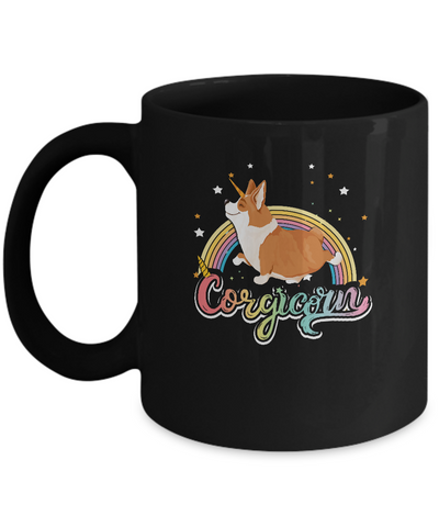Corgicorn Corgi Unicorn Kids Space Galaxy Rainbow Mug-Coffee Mug-11oz Mug-Black