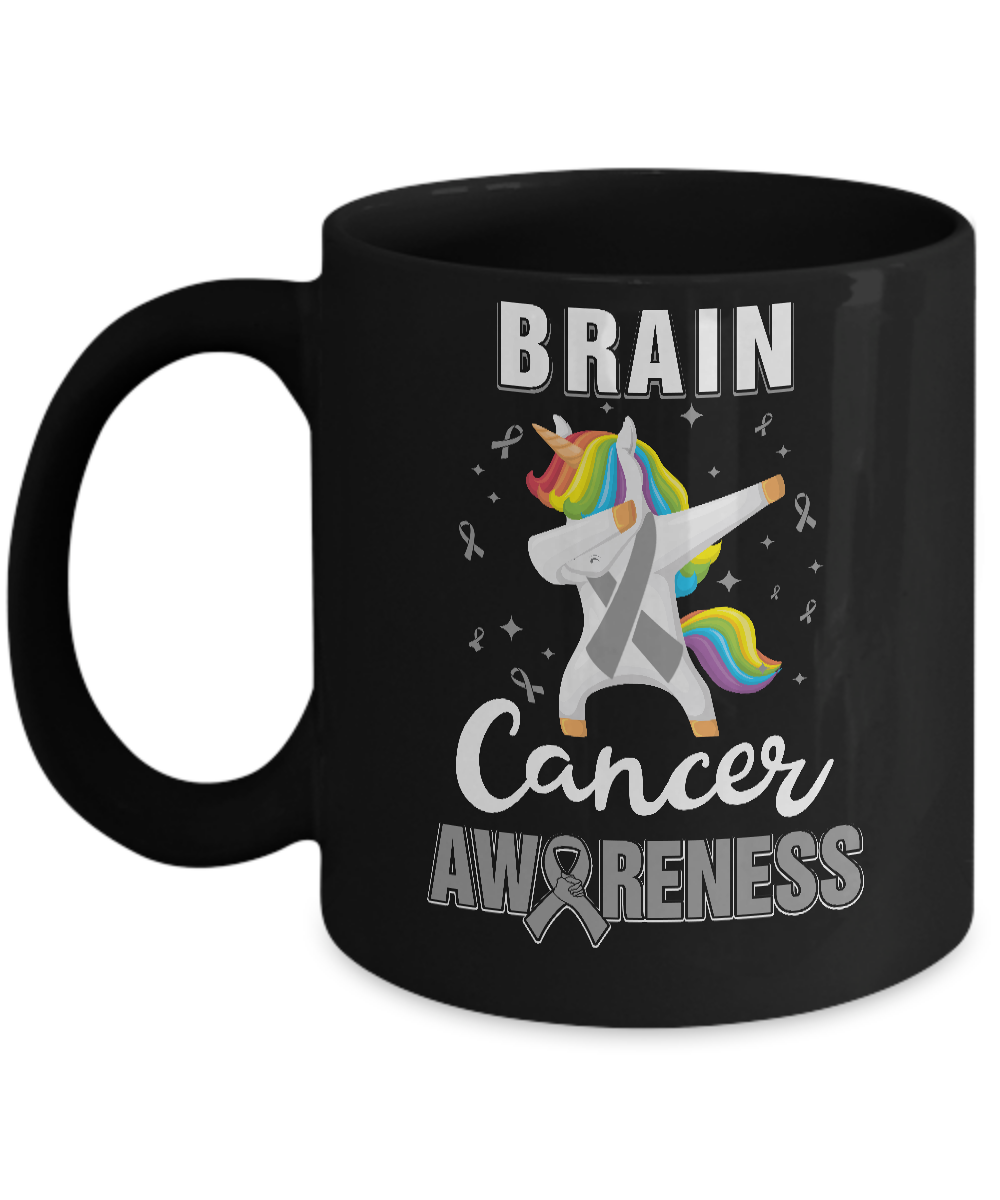 Inspirational Brain Cancer Awareness Unicorn Support Mug-Coffee Mug-11oz Mug-Black