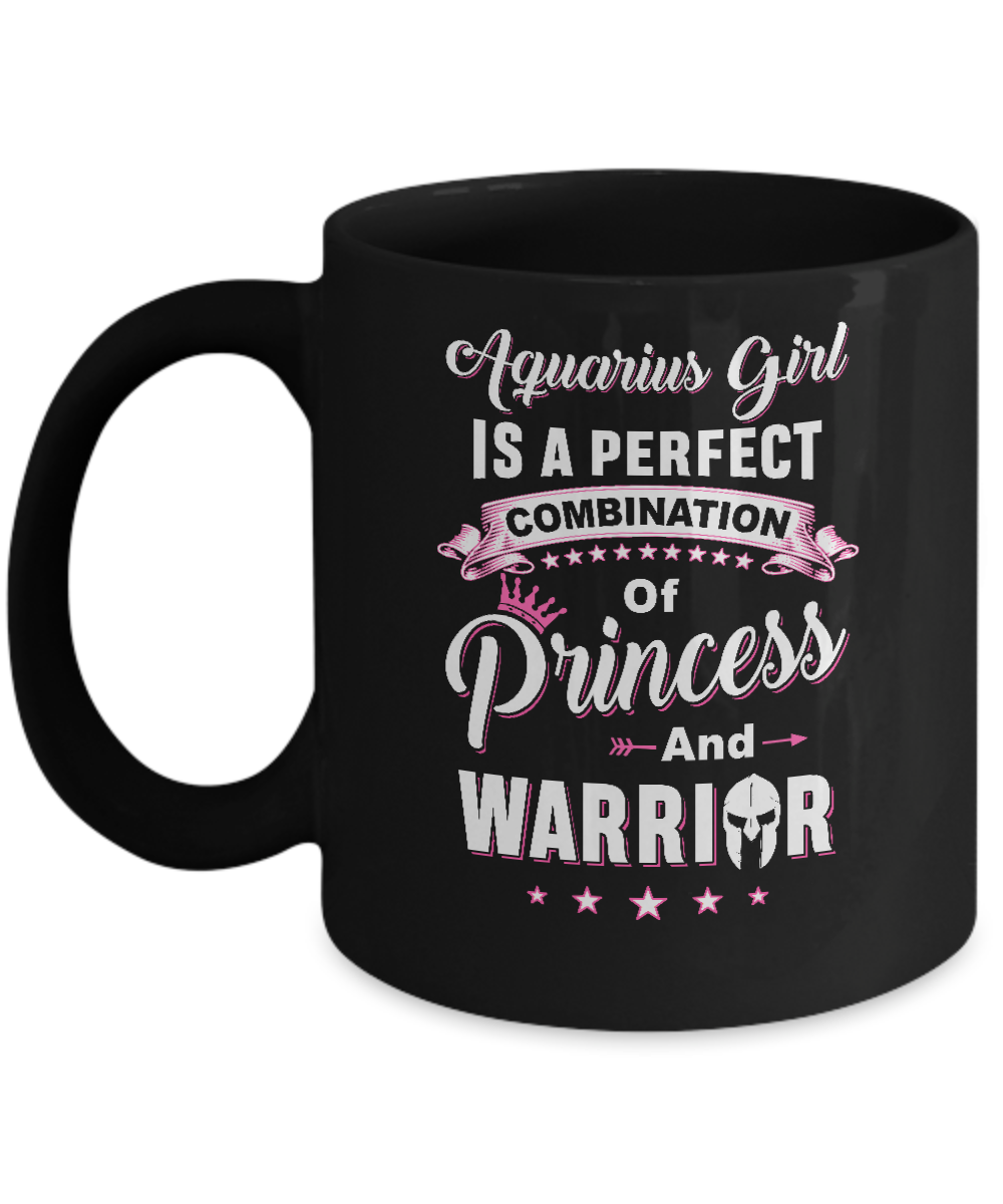 Aquarius Girl Princess Warrior January February Birthday Mug-Coffee Mug-11oz Mug-Black