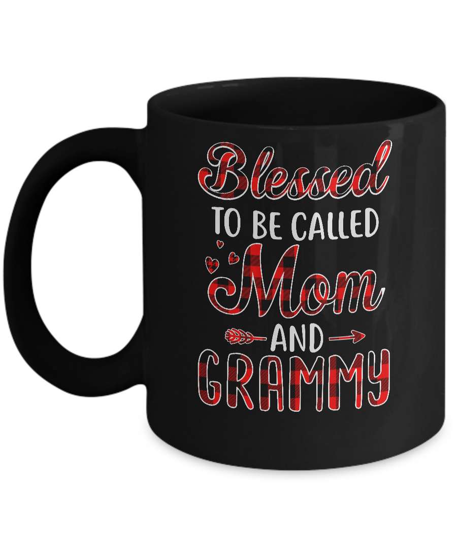 Red Buffalo Plaid Blessed To Be Called Mom And Grammy Mug-Coffee Mug-11oz Mug-Black