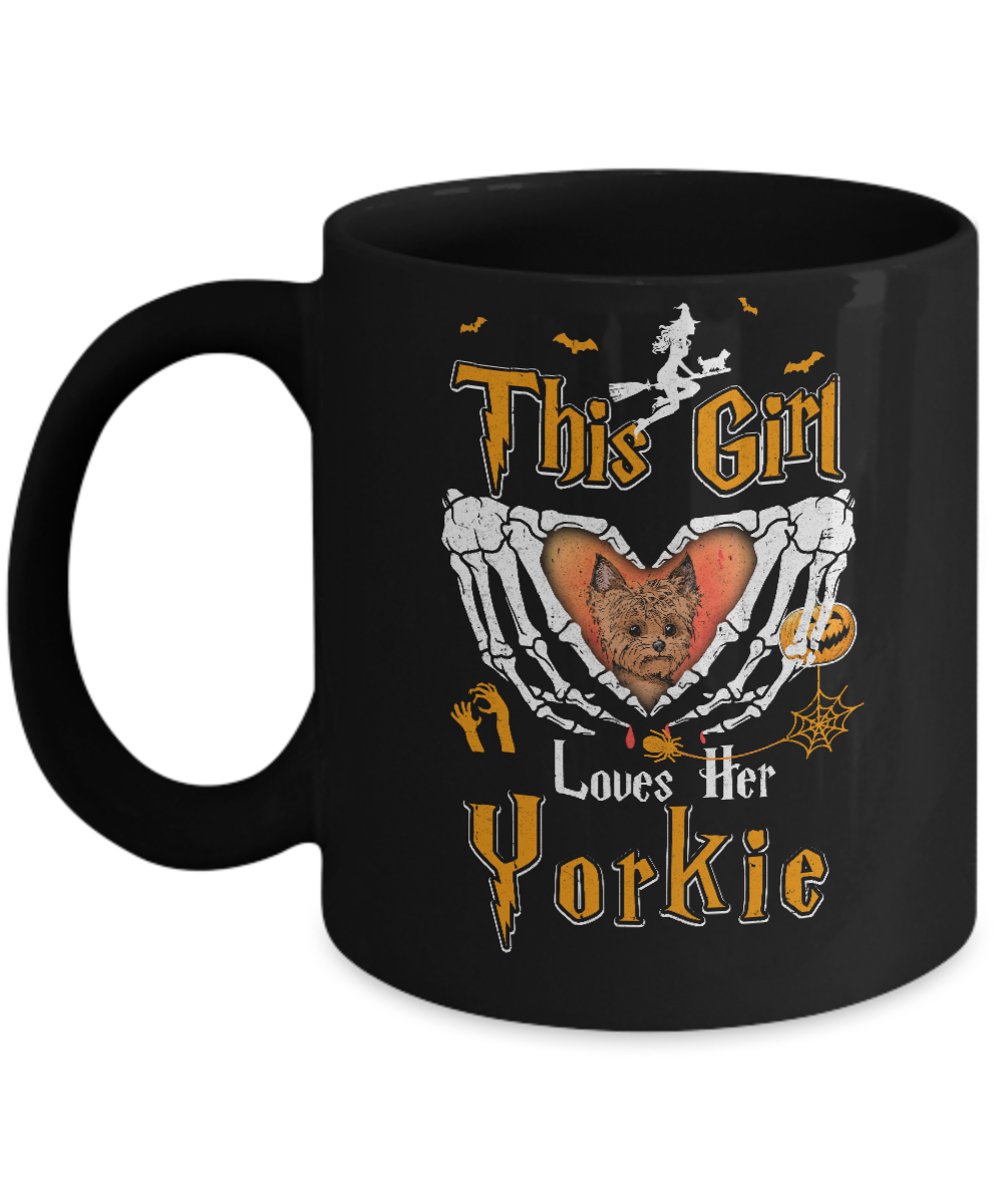 This Girl Love Her Dog Yorkie Halloween Mug