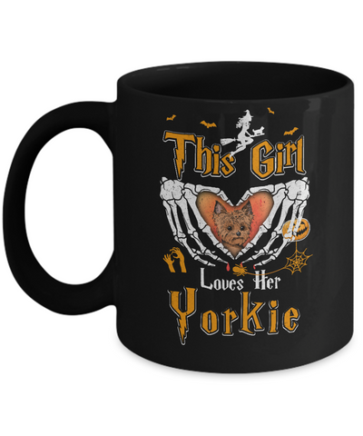 This Girl Love Her Dog Yorkie Halloween Mug-Coffee Mug-11oz Mug-Black
