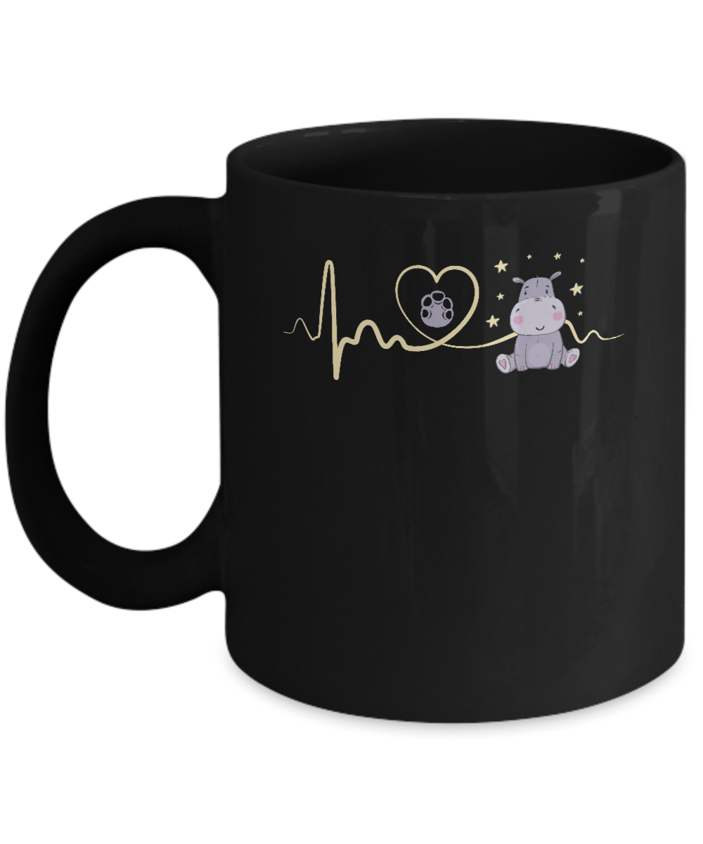 Hippo Cute Preemie Baby Heartbeat Mug-Coffee Mug-11oz Mug-Black
