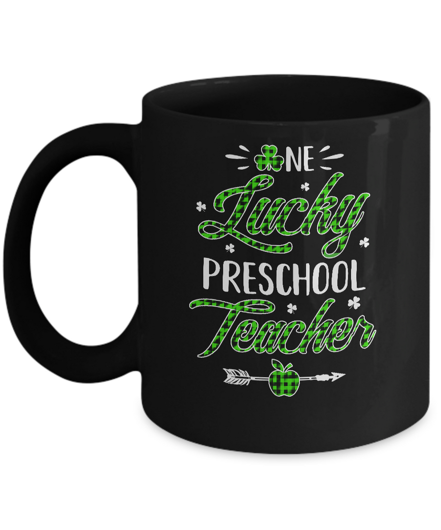 One Lucky Preschool Teacher St Patricks Day Irish Gift Mug-Coffee Mug-11oz Mug-Black