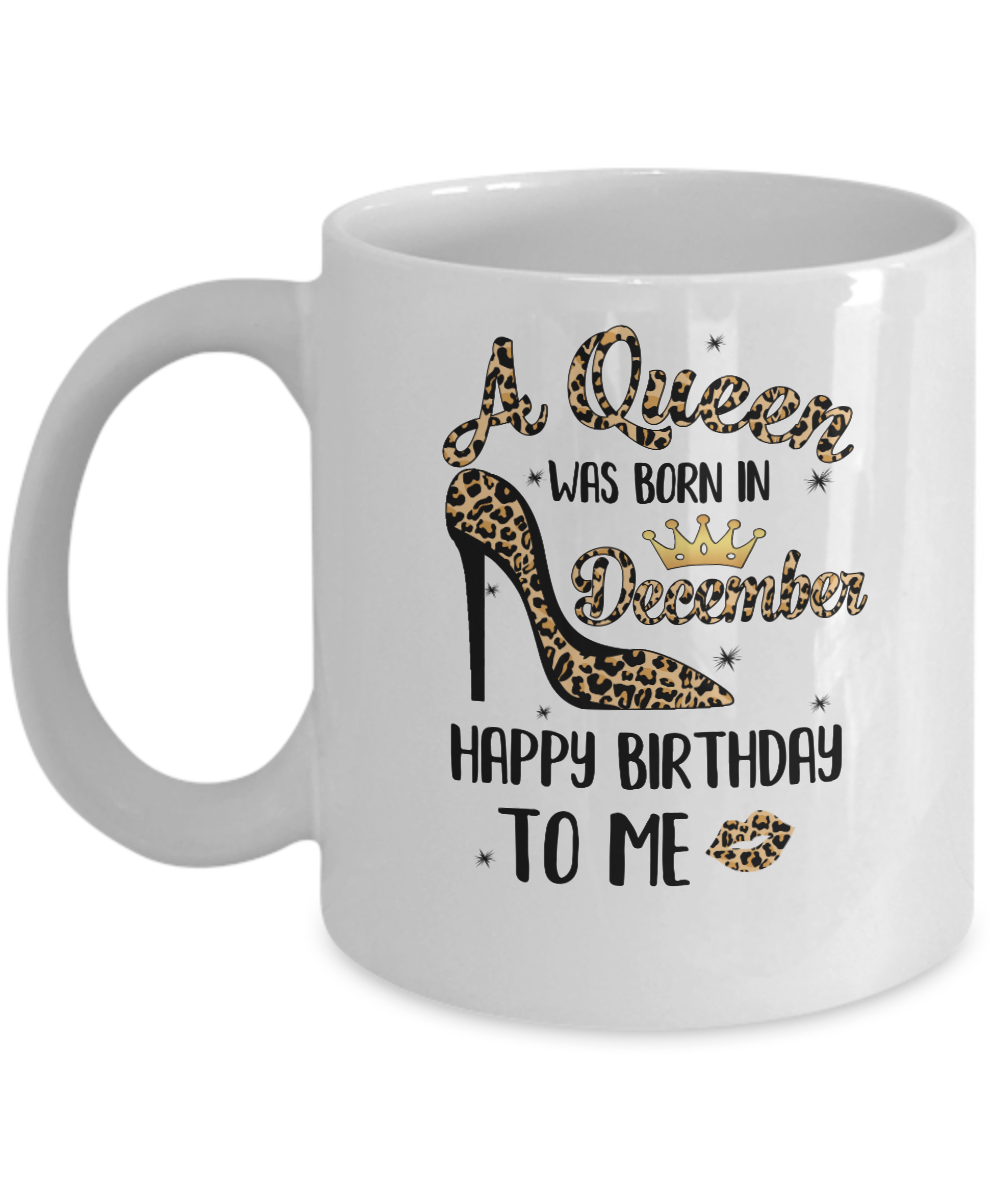 Born In December Girl Leopard High Heels Birthday Women Gift Mug-Coffee Mug-11oz Mug-White