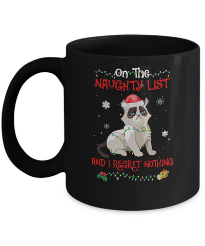 On The Naughty List I Regret Nothing Cat Christmas Gift Mug-Coffee Mug-11oz Mug-Black