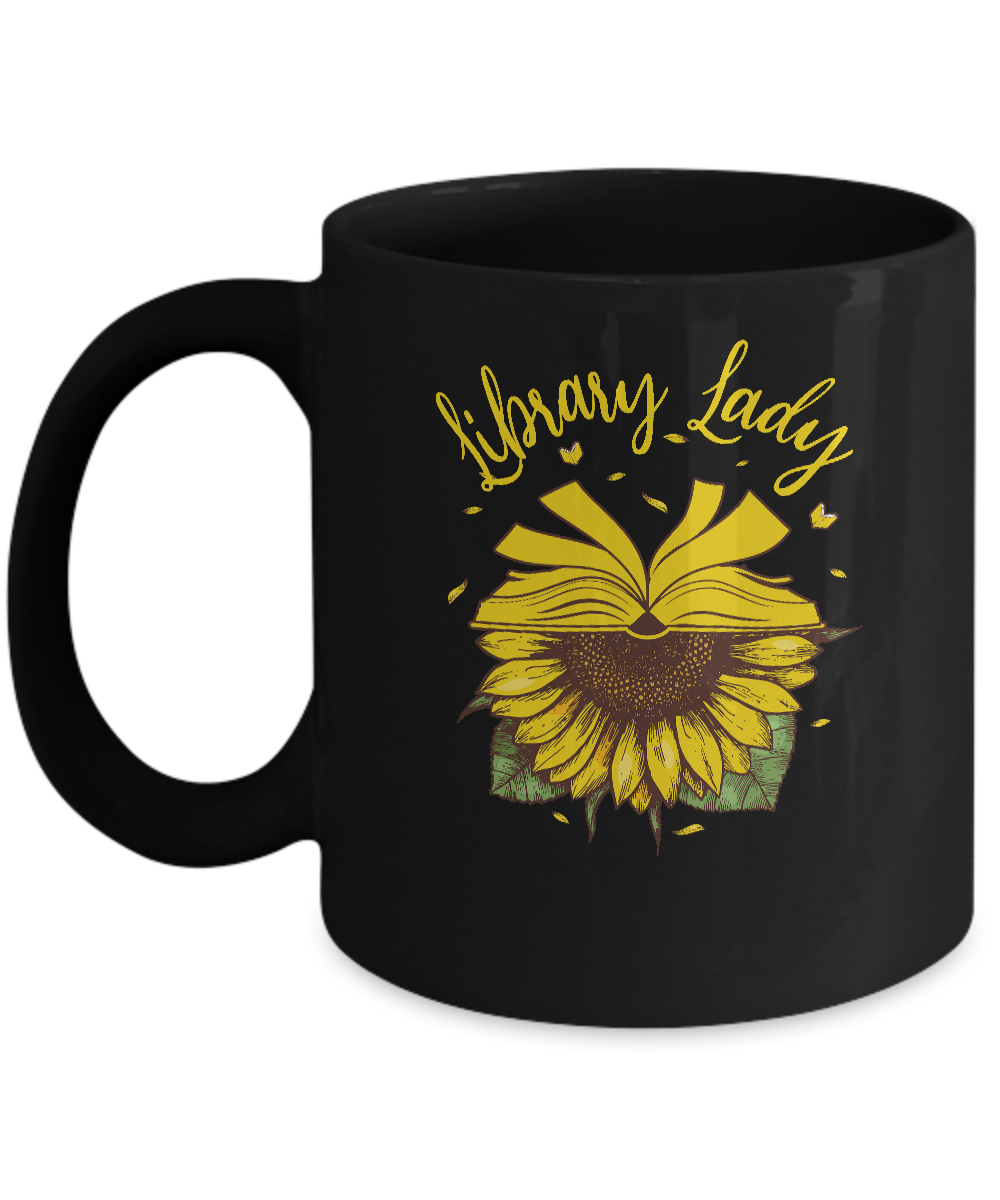 Librarian Library Lady Sunflower Lover Mug-Coffee Mug-11oz Mug-Black