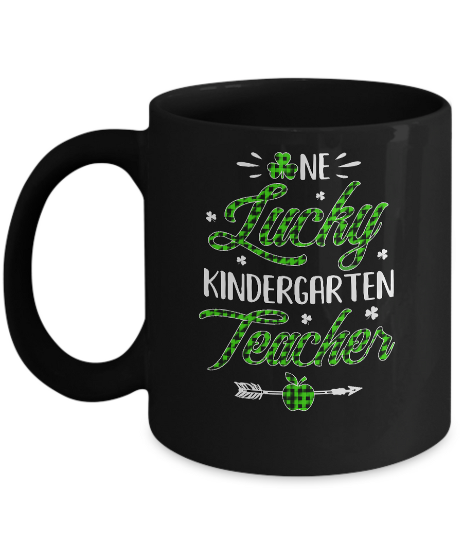 One Lucky Kindergarten Teacher St Patricks Day Irish Gift Mug-Coffee Mug-11oz Mug-Black