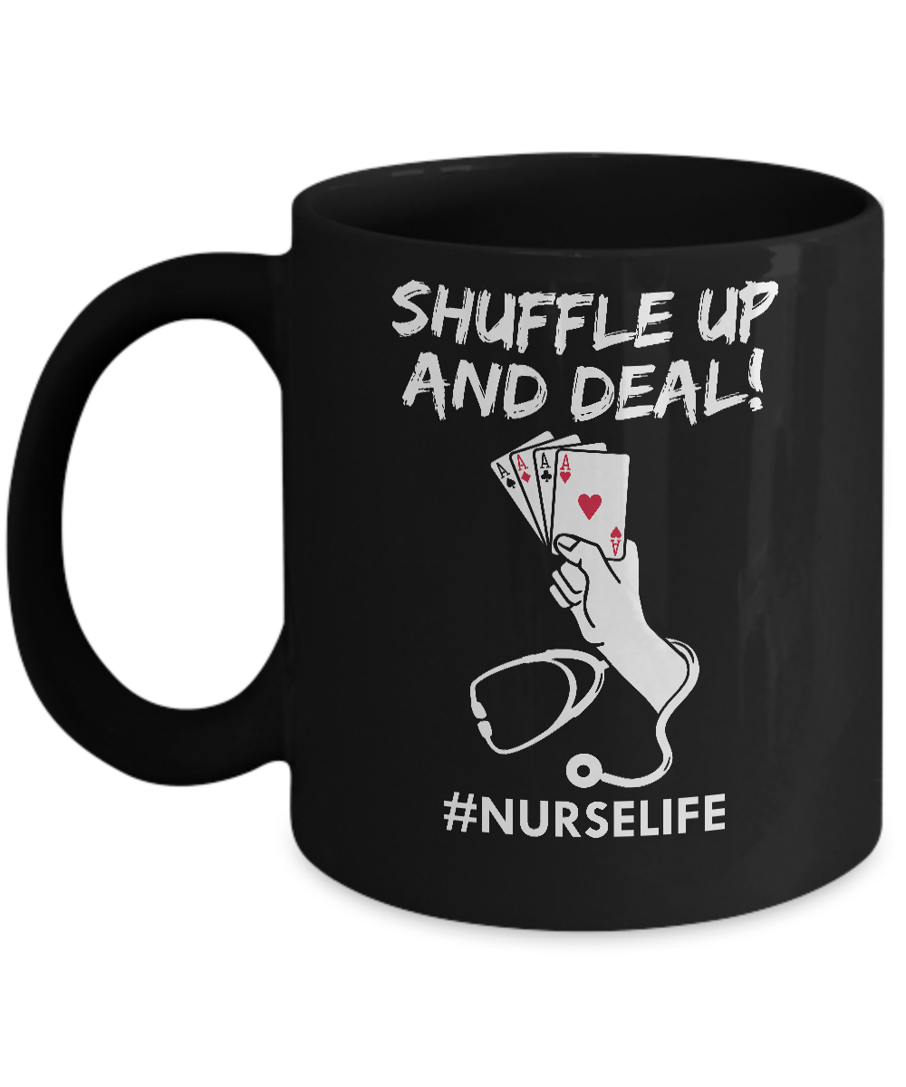 Funny Nurse Playing Cards Shuffle Up And Deal Poker Mug