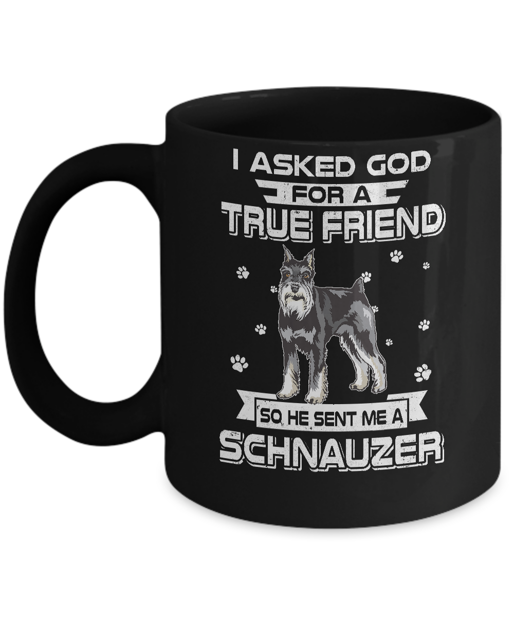 I Asked God For A True Friend So Sent Me Schnauzer Dog Mug