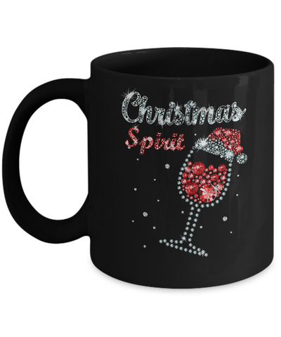 Diamond Christmas Spirit Santa Hat Wine Glass Mug-Coffee Mug-11oz Mug-Black