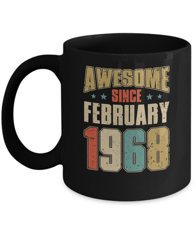 Vintage Retro Awesome Since February 1968 53th Birthday Mug-Coffee Mug-11oz Mug-Black