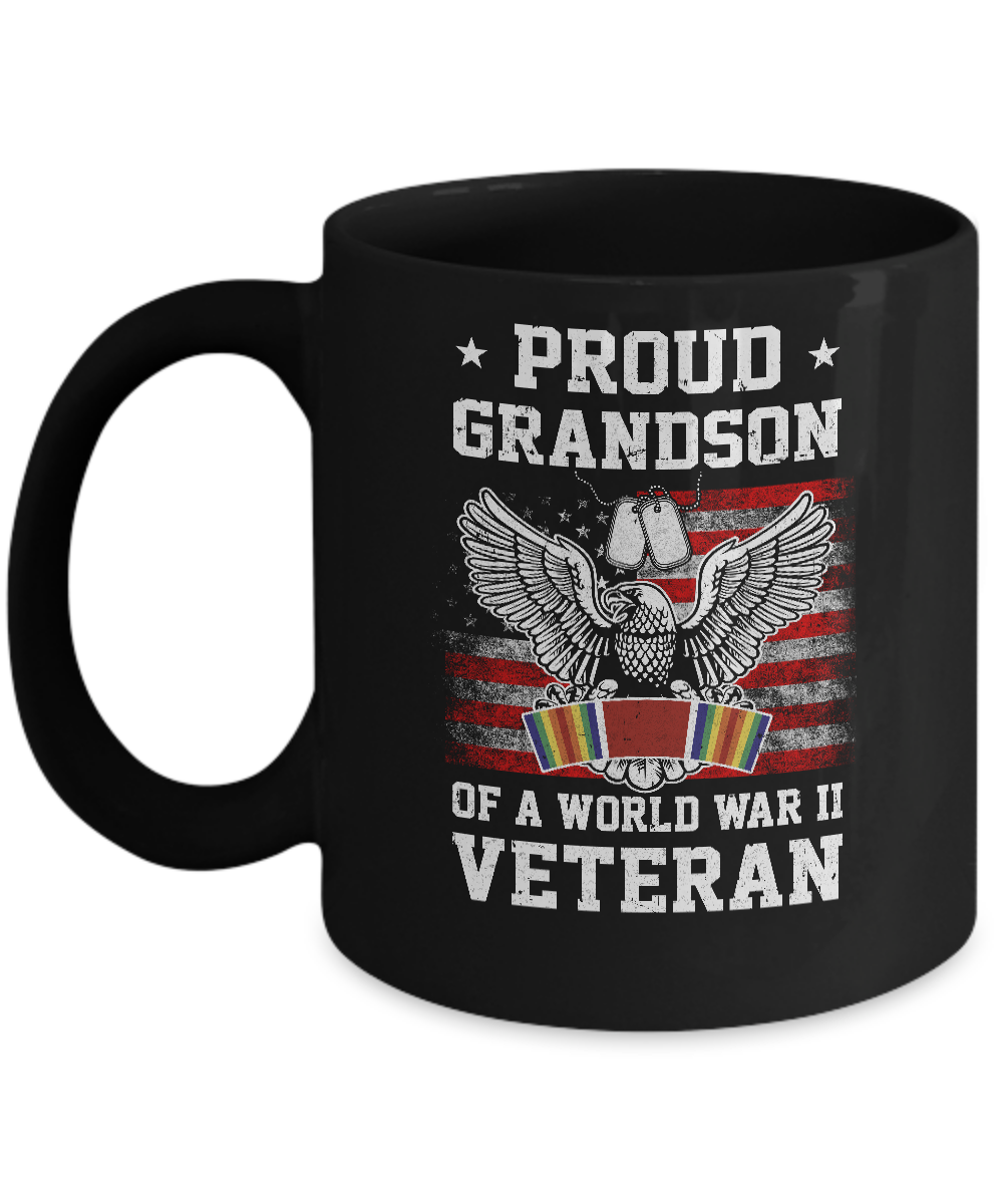 Proud Grandson Of World War 2 Veteran Patriotic Mug-Coffee Mug-11oz Mug-Black