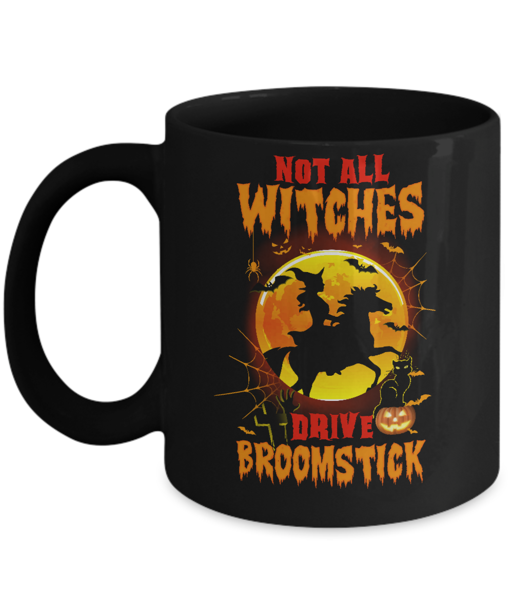 Not All Witches Drive Broom Funny Halloween Horse Mug-Coffee Mug-11oz Mug-Black