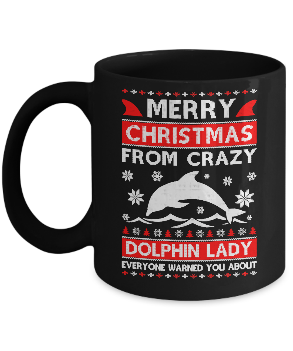 Merry Christmas From Crazy Dolphin Lady Sweater Mug-Coffee Mug-11oz Mug-Black