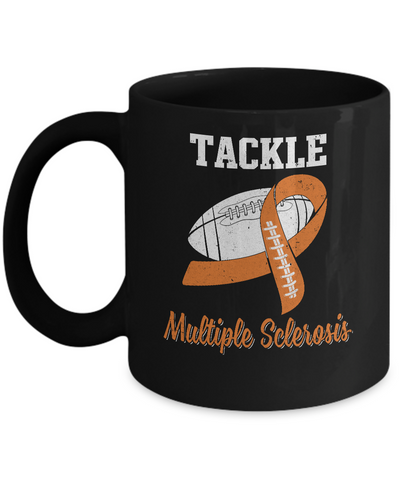 Football Survivor Tackle Orange Multiple Sclerosis Awareness Mug-Coffee Mug-11oz Mug-Black
