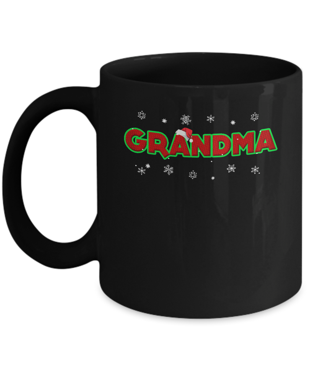 Grandma Christmas Santa Ugly Sweater Gift Mug-Coffee Mug-11oz Mug-Black