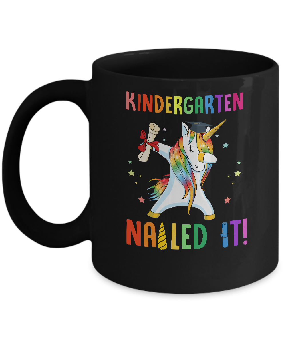 Dabbing Kindergarten Unicorn Nailed It Graduation Class Of 2021 Youth Mug-Coffee Mug-11oz Mug-Black