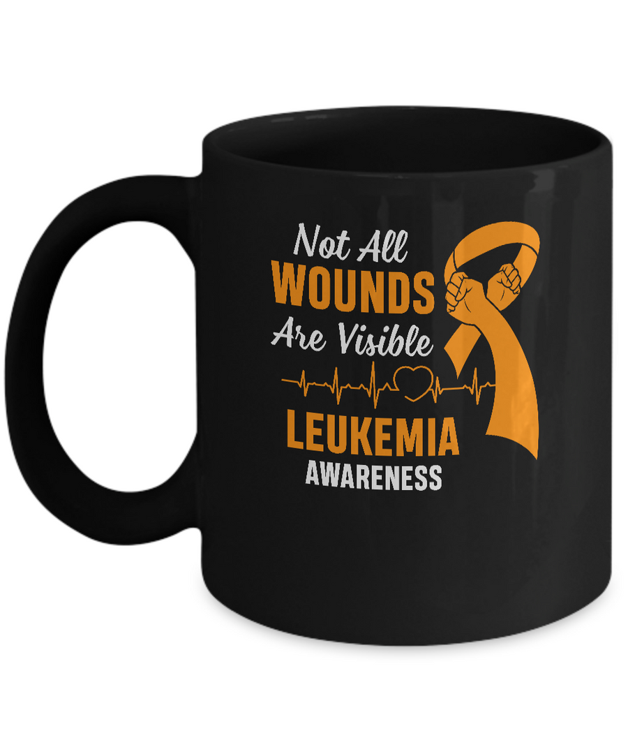 Leukemia Awareness Orange Not All Wounds Are Visible Mug-Coffee Mug-11oz Mug-Black