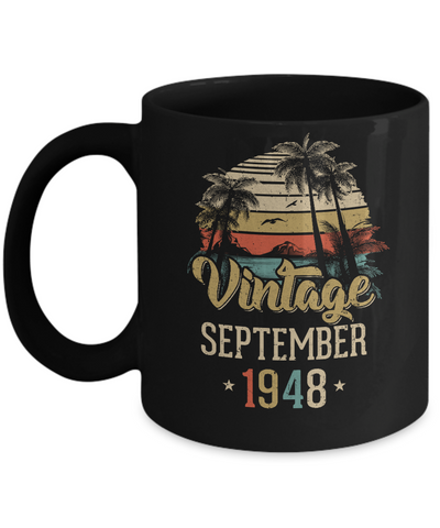 Retro Classic Vintage September 1948 73th Birthday Gift Mug-Coffee Mug-11oz Mug-Black
